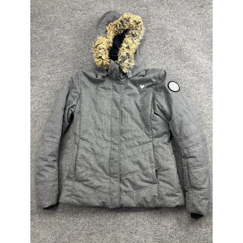 Obermeyer‎ Jacket Womens 8 Gray Hooded Faux Fur Insulated Ski Snow Coat